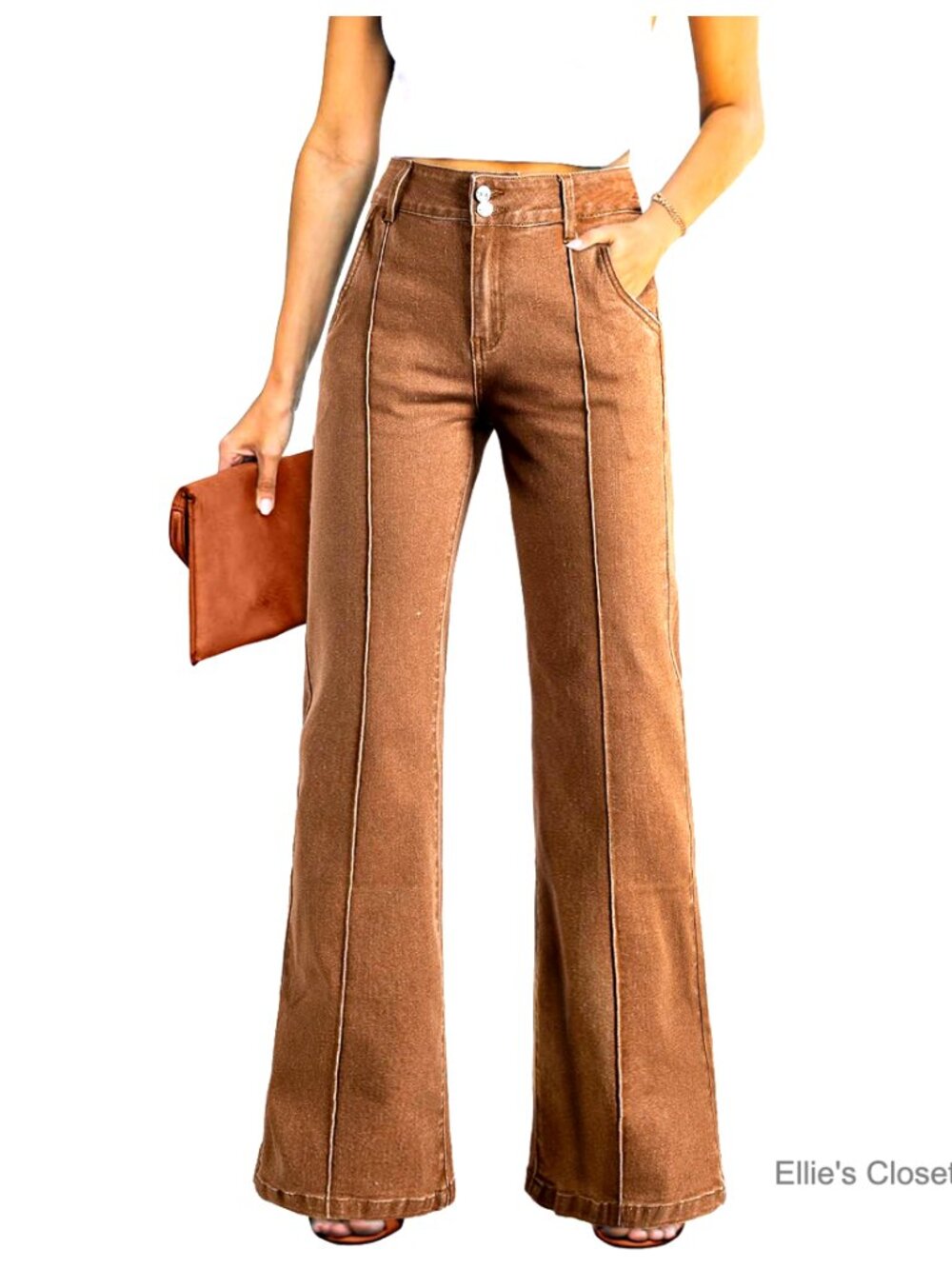 Wide Leg Jeans High Waisted Stretch Denim Pants Baggy Casual